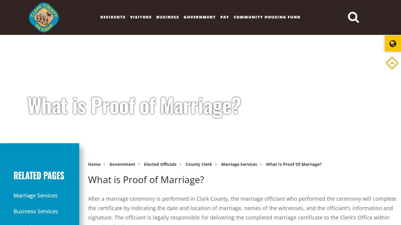 What is Proof of Marriage? - Clark County, Nevada